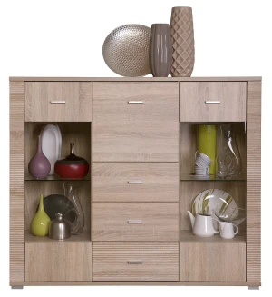 Komoda z witryną i barkiem dąb sonoma - Donet 9X