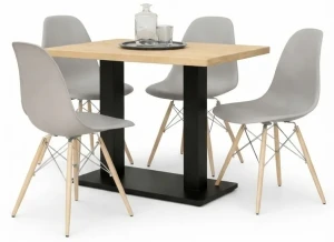 Prostokątny nowoczesny stół + 4 szare krzesła do jadalni - Zeng