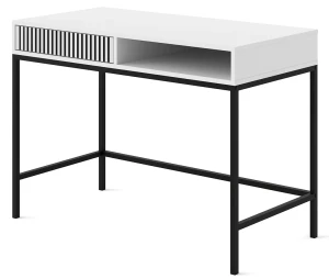 Białe biurko lamelowe toaletka glamour - Melis 15X