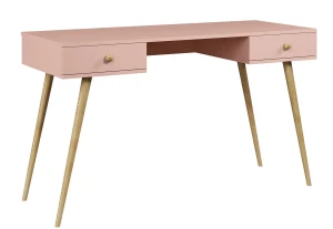 Różowe biurko scandi na drewnianych nóżkach - Geza 13X