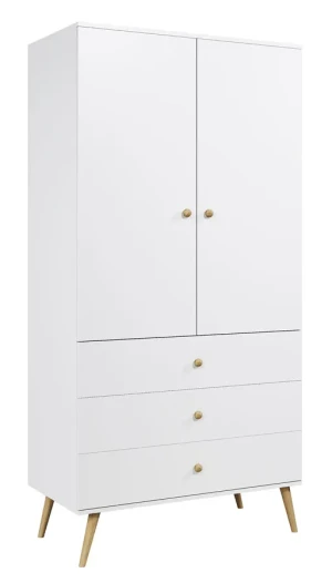 Biała szafa na nóżkach w stylu skandynawskim - Geza 14X