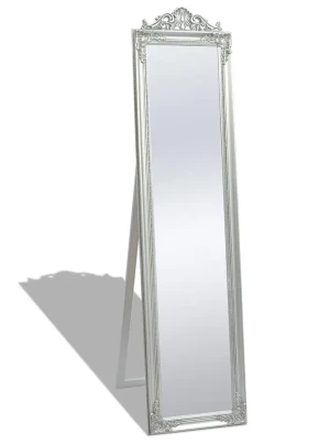Srebrne stojące lustro z ozdobną ramą - Atheo