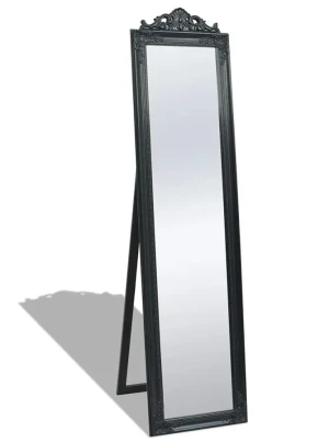 Czarne wolnostojące lustro w stylu barokowym - Atheo