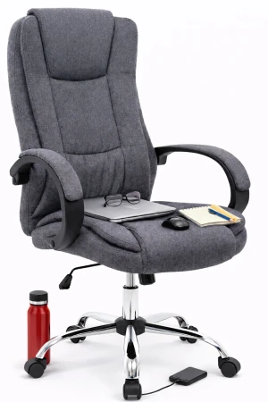 Szary tapicerowany biurowy fotel obrotowy - Loko 2X