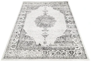 Klasyczny czarno - biały dywan z krótkim włosiem - Luise 4X