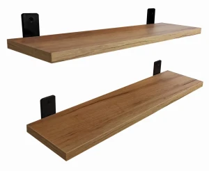 Zestaw dwóch półek ściennych loft dąb craft złoty 50 cm - Castello 3X