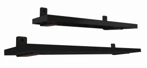 Czarne półki ścienne 2 sztuki z metalowymi wspornikami - Castello 5X
