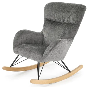 Popielaty tapicerowany fotel bujany - Lenny