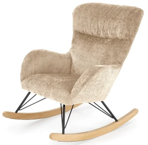 Beżowy welwetowy fotel bujany - Lenny
