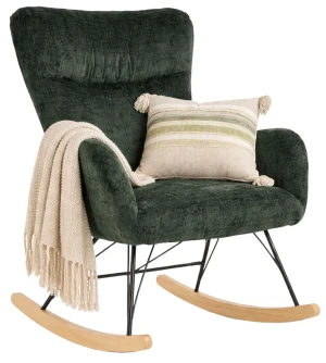 Zielony tapicerowany fotel bujany - Lenny