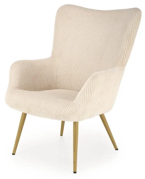 Kremowy sztruksowy fotel wypoczynkowy - Koneris