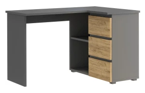 Klasyczne biurko narożne antracyt + dąb craft - Elsinor 9X