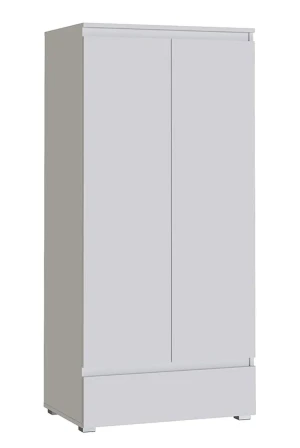 Dwudrzwiowa biała szafa z drążkiem i półkami - Elsinor 10X