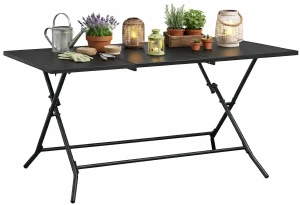 Antracytowy składany stół ogrodowy - Mat 3X