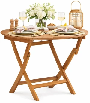 Okrągły stół ogrodowy z drewna tekowego - Fluvia