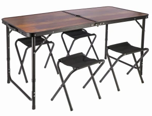 Brązowy składany w walizkę zestaw mebli turystycznych - Limosa