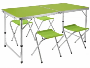 Zielony składany stolik ogrodowy z 4 taboretami  - Limosa