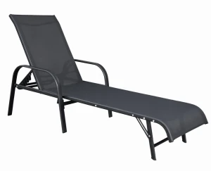 Czarny leżak ogrodowy z regulowanym oparciem - Daxi
