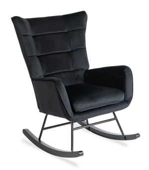 Czarny welurowy fotel bujany - Corno