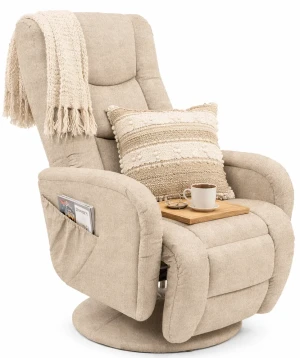 Beżowy obrotowy fotel rozkładany - Lowano 2X