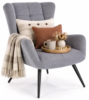 Popielaty wypoczynkowy fotel uszak - Arveno