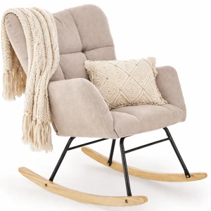 Beżowy pikowany fotel bujany - Zofis