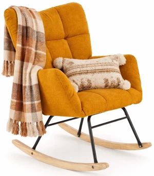 Musztardowy wypoczynkowy fotel bujany - Zofis