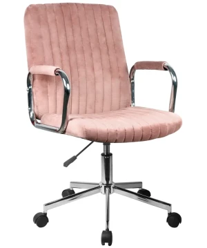 Różowy welurowy fotel do biurka - Janello