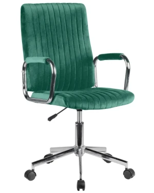 Welurowy fotel obrotowy butelkowa zieleń - Janello