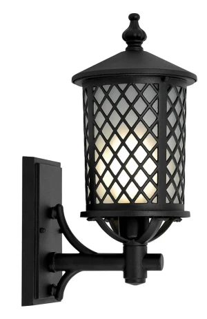 Czarny kinkiet zewnętrzny w ozdobną kratkę - A445-Kimos