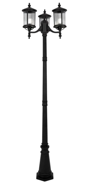 Czarna wysoka latarnia do ogrodu z 3 kloszami - A452-Akromi