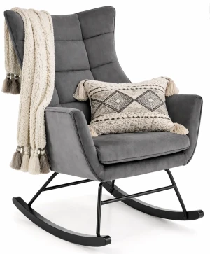 Popielaty tapicerowany fotel bujany - Cirisu