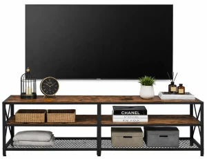 Loftowy stolik pod telewizor z półkami - Barko