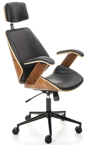 Obrotowy fotel  z systemem tilt orzech + czarny - Hano