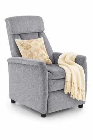 Popielaty wypoczynkowy fotel z funkcją relax - Rasini