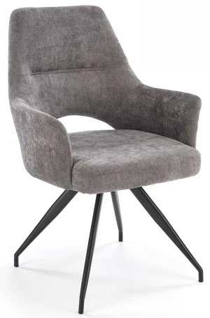 Popielate nowoczesne krzesło z funkcją obracania o 180 stopni - Alesi