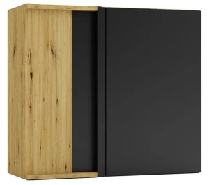 Szafka narożna górna dąb artisan + czarny - Orfa 24X