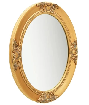 Złote owalne lustro w rustykalnym stylu - Rafen 3X