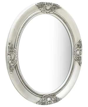 Srebrne owalne lustro w rustykalnym stylu - Rafen 3X