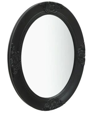 Czarne owalne lustro w rustykalnym stylu - Rafen 3X