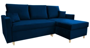 Welurowy granatowy narożnik na nóżkach - Nitro