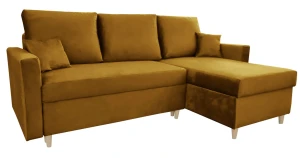Obustronny narożnik z weluru musztardowy - Nitro