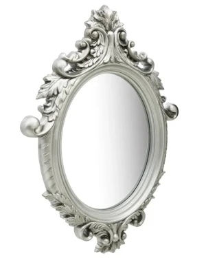 Srebrne lustro z ramą w stylu glamour - Rafen 4X