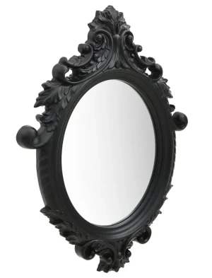 Czarne lustro ze zdobiona ramą w stylu boho - Rafen 4X