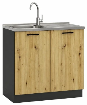 Szafka pod zlewozmywak 80 cm grafit + dąb artisan - Coleo 12X