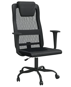 Czarne krzesło biurowe ergonomiczne z ekoskóry - Elgo 6X