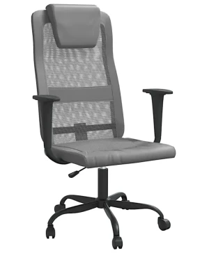 Szare krzesło biurowe z ekoskóry - Elgo 5X