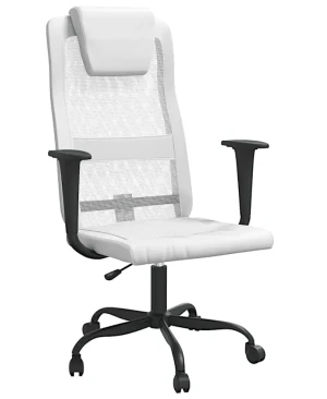 Białe krzesło biurowe ergonomiczne z ekoskóry - Elgo 4X