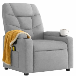 Jasnoszary fotel z masażem i pilotem - Tolen 3X