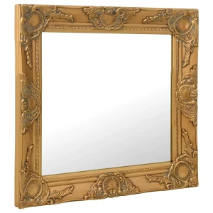 Kwadratowe wiszące lustro w ramie w stylu glamour - Rafen 5X